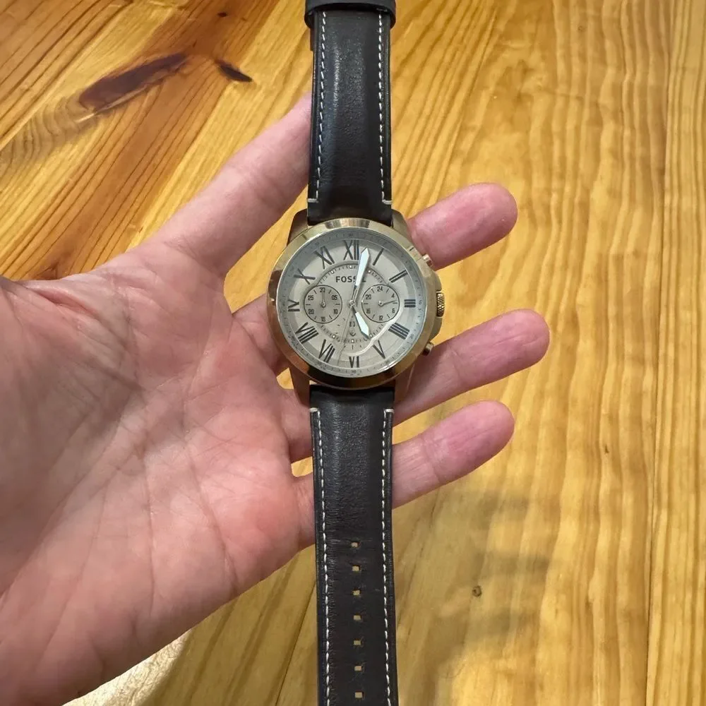 Fossil Men's Brown Leather Band Analog Water-Resistant Dress Watch FS-5107